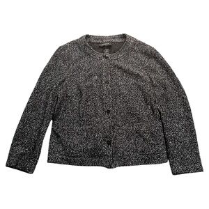 Talbots Cardigan Sweater Jacket Blazer Black Tweed Size 12 Front Pockets